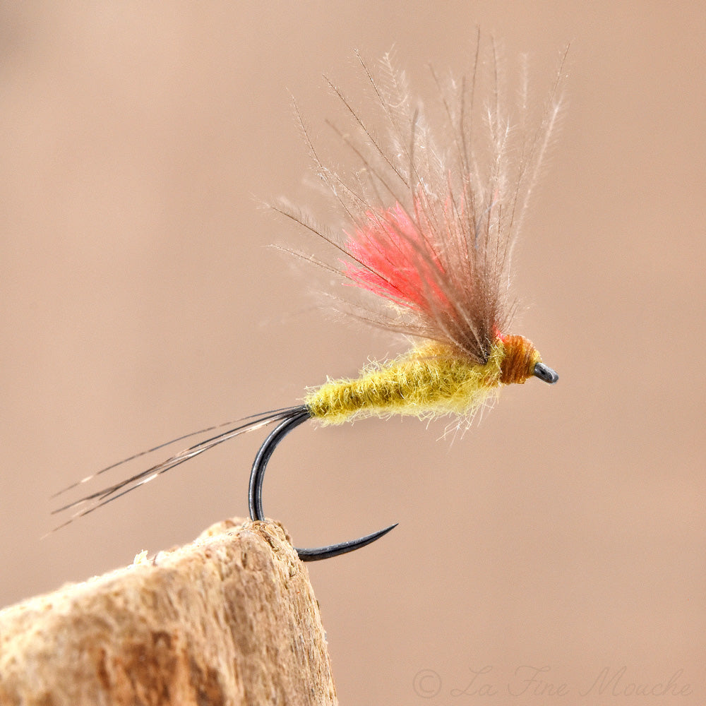 Éphémère Baetis Ailes bi-aile CDC en V - Pompon orange rouge